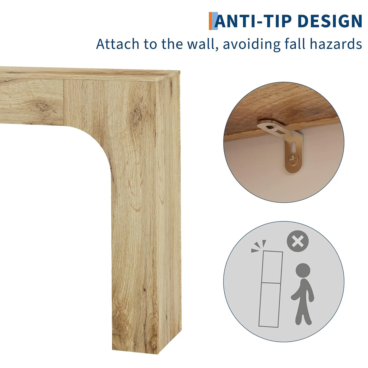 120 cm/160 cm Konsolentisch aus Holz, rechteckiger Sofatisch hinter der Couch, Bauernhaus-Eingangstisch für Foyer, Flur, Schlafzimmer – Detail 5