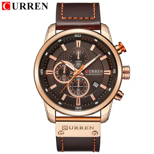 CURREN 8291 Mens Quartz Chronograph Watch Casual Leather Military Sport Fashion Gentleman Wristwatch - Image 15