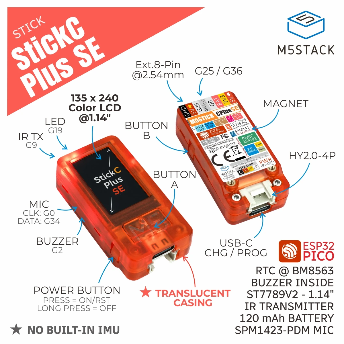 【¥3,837】M5Stack公式 M5StickC Plus SE ミニIoT開発キット-アリエク特価アラート