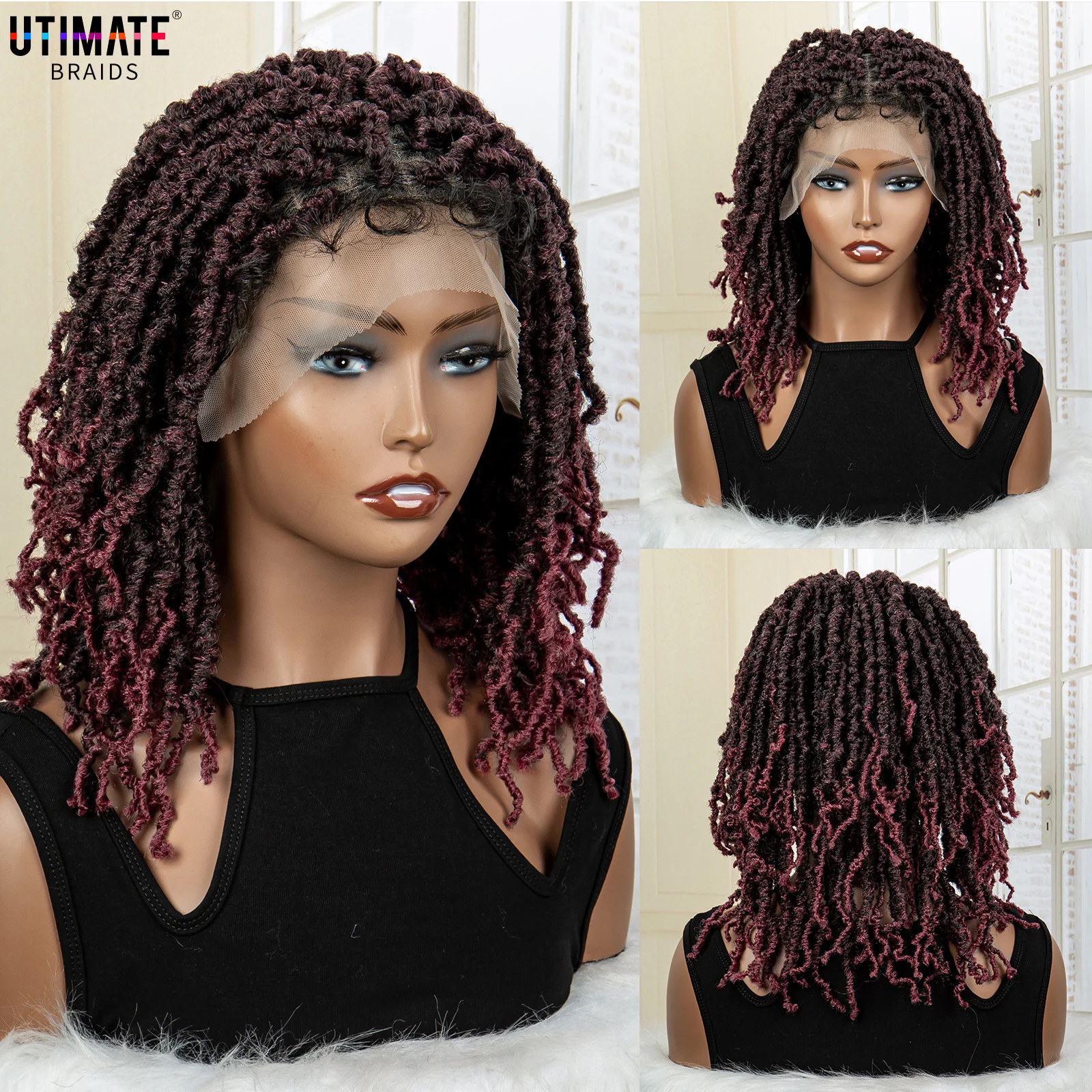 

Synthetic Dreadlocks Knotless Braided Wigs Lace Frontal Wig for Black Women Short Bob 14 Inches Locs Crochets Braiding Wigs