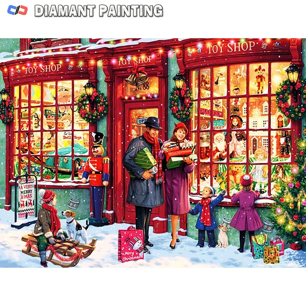 

Набор для алмазной мозаики 5D, картина «сделай сам» в рождественском стиле, зимний ландшафт, вышивка, уличный Декор для дома