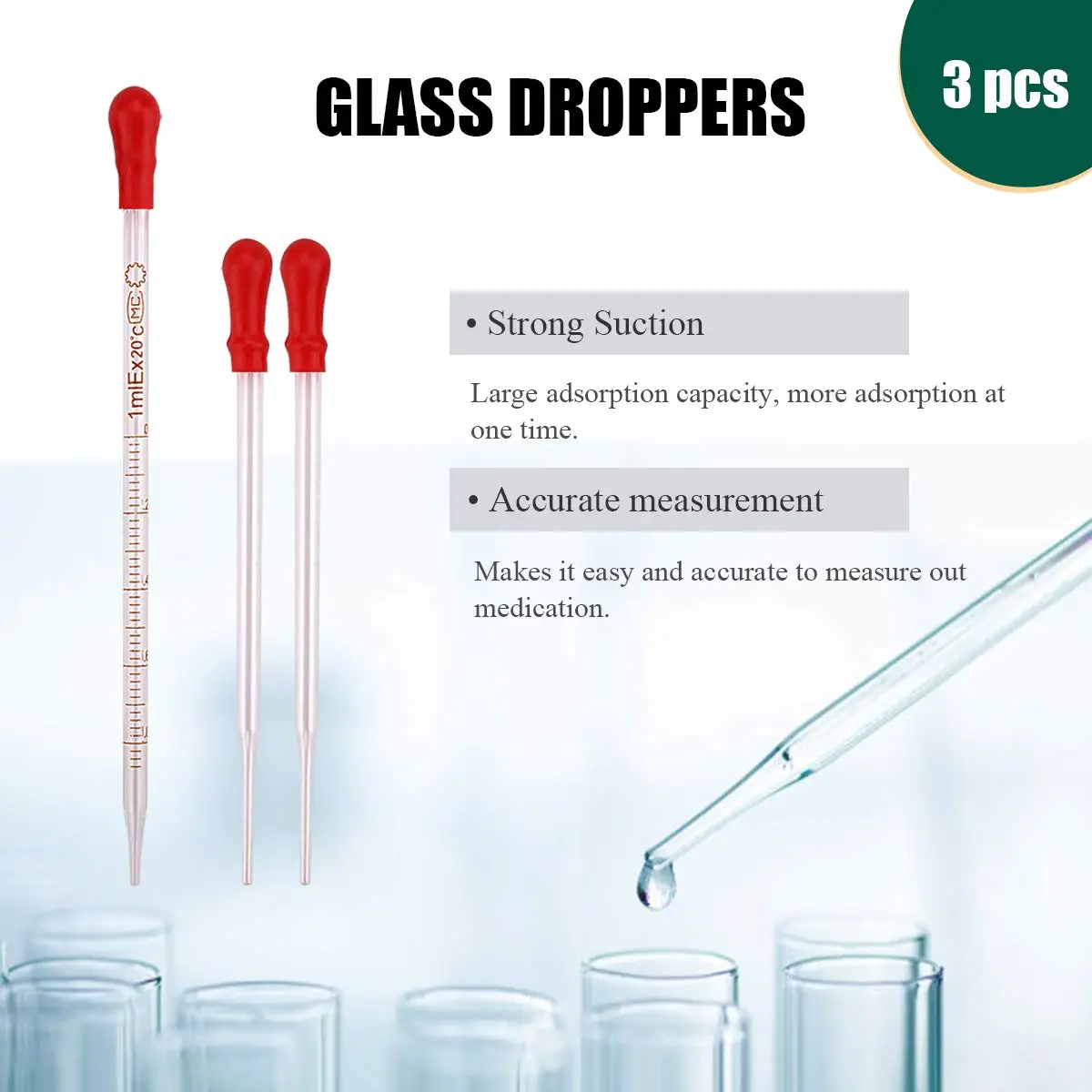 GlassGraduated Measuring Cylinders Set5ml/10ml/25ml/50ml/100ml Borosilicate Cylinders Kit 3Pipettes 2Clear Brushes 1Stirring Ro