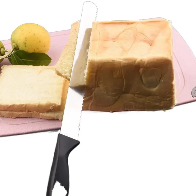 Baking Tool Baking Accessories Baking Spatula Bread Cutter 10/12 Inches Bread Knife Spatula Plastic Handle Stainless Steel Serrated Cake Cream Toast Slicer Baking Tool