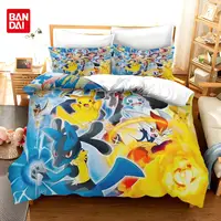Ensemble de literie Pokemon Anime Cartoon pour enfants, housse de couette pour chambre à coucher, literie pour garçon et fille, simple, double, roi, housse de Pikachu athlon, cadeau 4