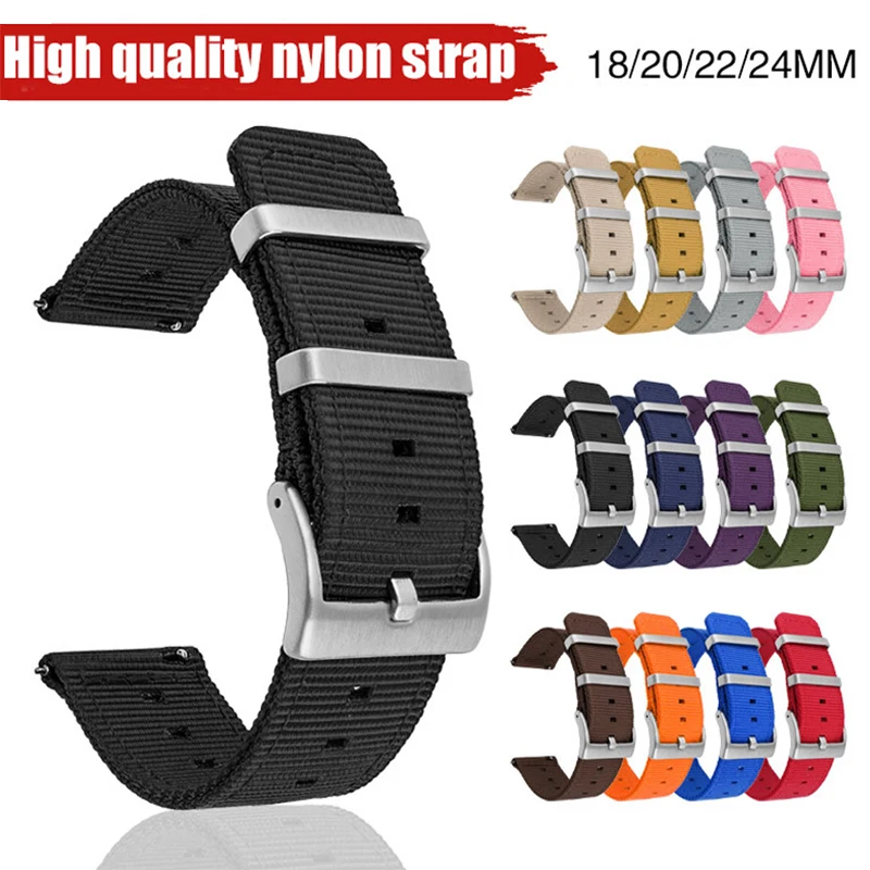 Durable Nylon Weave Watch Band with Stainless Steel Buckle - Quick Release, Waterproof Wrist Strap
