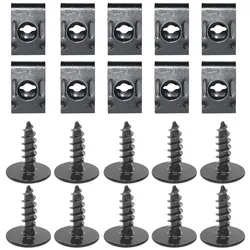 Universal Black Self - Tapping Screws with Clips - Car Bumper and Mudguard Fastening Solution (10 - 40pcs) (20pcs (10sets))