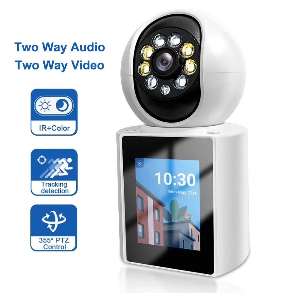 

iCSee 2K 4MP WiFi Video Call PTZ Camera 2.4 Inch Screen AI Detection Two Way Audio Video 2MP Indoor Home Security IP CCTV Cam