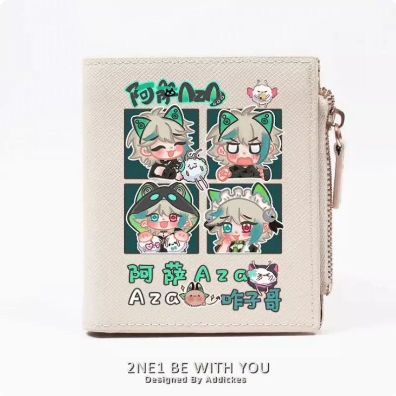 Vtuber Aza Anime  Zipper Fashion Wallets PU Purse Card Holder Money Bag Gift B566 Cosplay