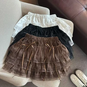 Y2K Cute Cake Skirt Women High Waist Mini Pleated A-Line Skirt Japanese Kawaii Vintage Female Sweet Vintage Party Streetwear 1