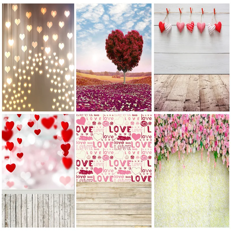 

Photorealistic Fabric Valentine Day Photography Backdrops Prop Love Heart Rose Wooden Floor Photo Studio Background 211215-20