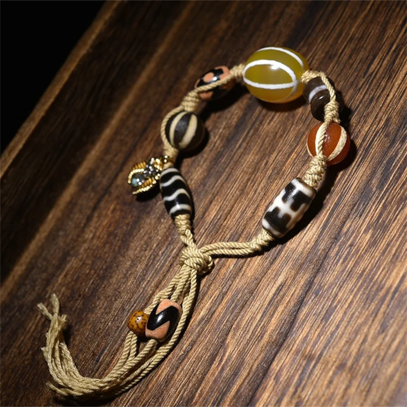 

Jewellery bangles for women pulsera hombre charm pulseiras couples bracelet love gift vintage Natural Agate Dzi Beads bijoux