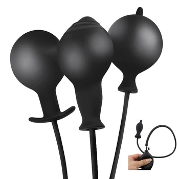Inflatable Anal Plug Dildo Vibrator Expandable Pump Vagina Dilator Max 12cm Adult Sex Toys Men Women Huge Anus Balls Butt Beads 4