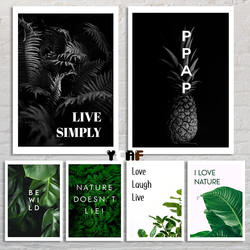Love Nature Greenery Quotes Motivation Poster Canvas Printing Nature Leaf Plant Home Room Wall Art Decor Nordic Wall Decoration