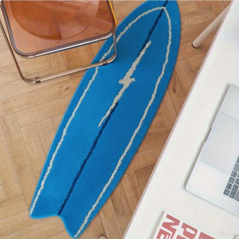 VIKAMA Kreativer Surfboard-Teppich, wollähnlicher Teppich, Nachttischvorleger für Schlafzimmer, weich und leicht zu reinigen, Flur-Bodenmatte, Heimdekoration – Detail 3