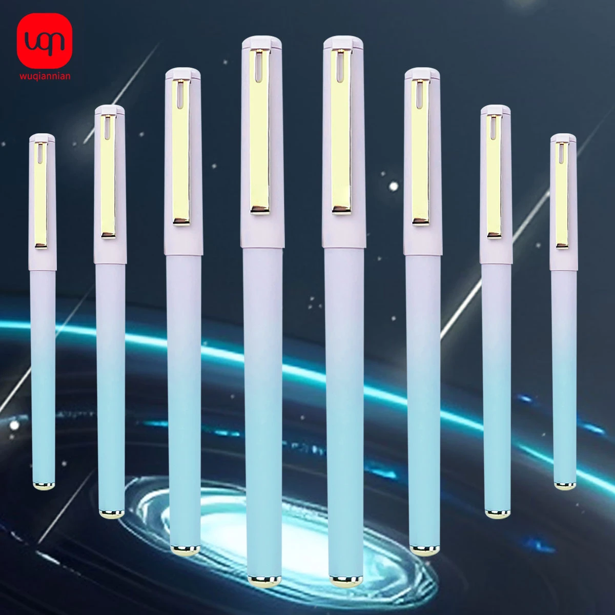 글쓰기 럭셔리 반짝이 재미있는 펜, 잉크, 귀여운 용품, 공부 액세서리, 그라디언트 퍼플 펜, 미적 펜, 학교 물건