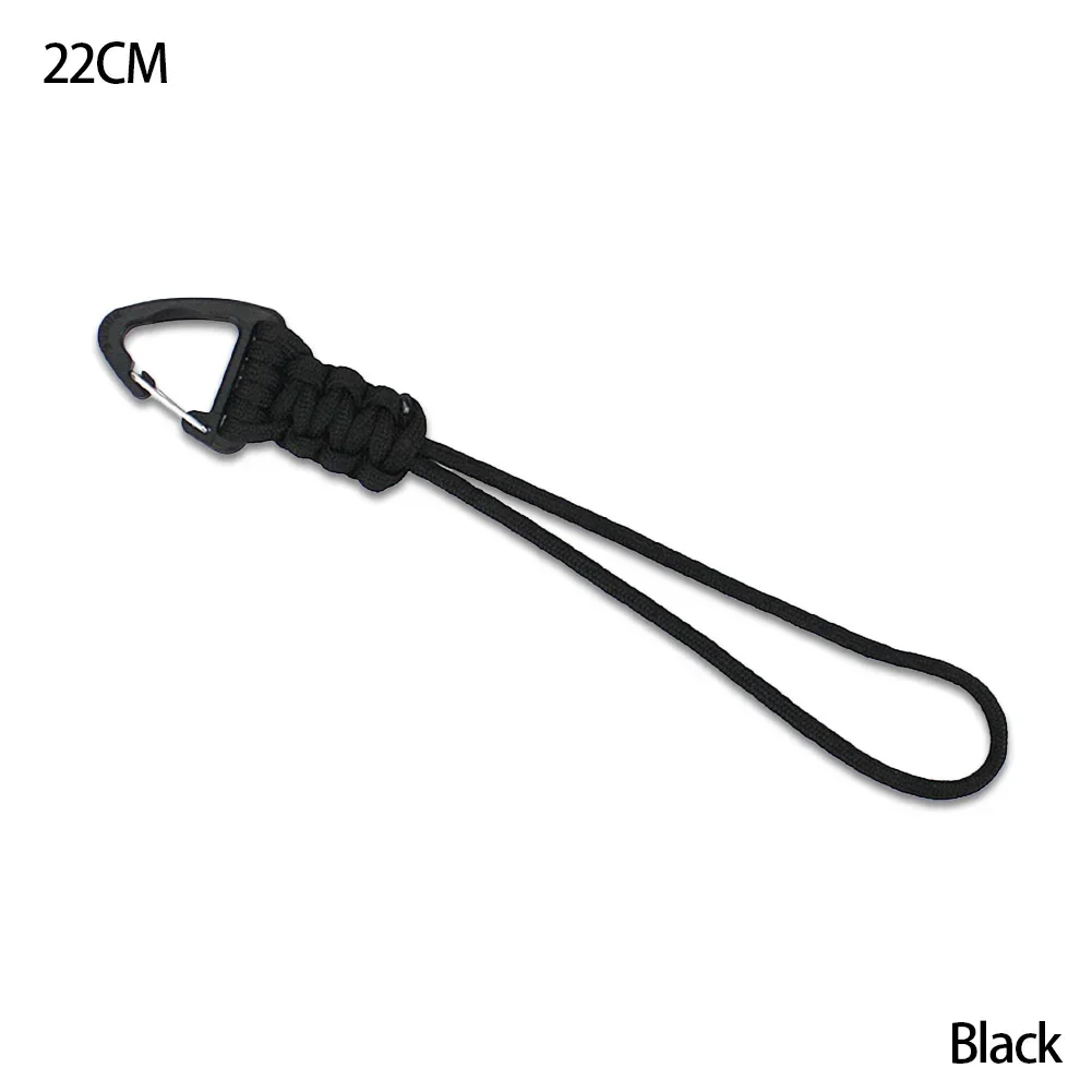Braided Nylon Paracord Keychain with Metal Triangle Buckle and Carabiner
