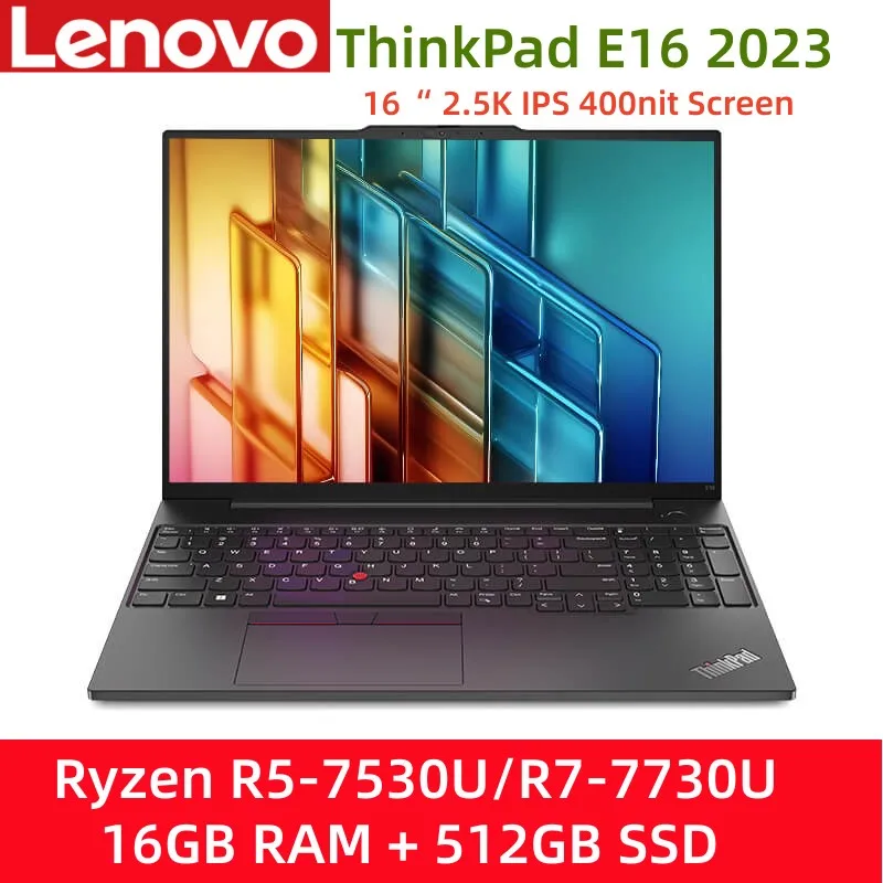 Lenovo ThinkPad E16 2023 노트북, Ryzen R5-7530U/R7-7730U, 16GB + 512GB SSD, 16 인치 2.5K IPS 400nit 스크린 RAM 지원 확장 노트북