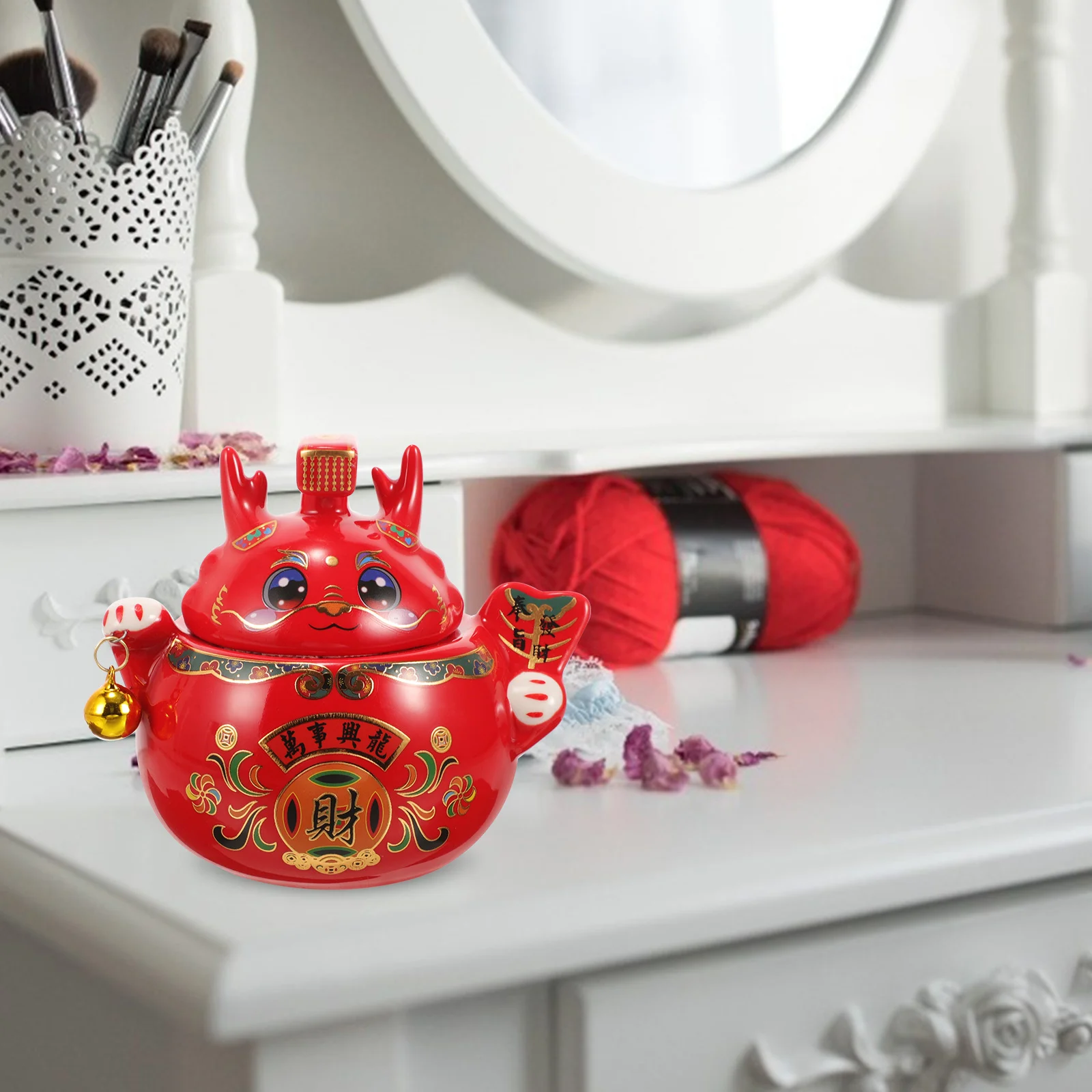

Dragon Shape Ceramic Storage Jar Ceramic Tea Canister Storage Jar Condiment Jar with Lid