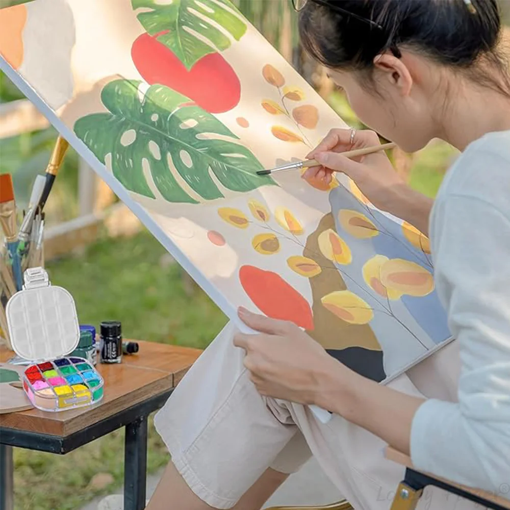 [페인트 없음] 밀폐형 페인트 보관 팔레트 상자 16웰 습식 유지 소형 페인트 팔레트, 페인트용 아크릴 용기 트레이