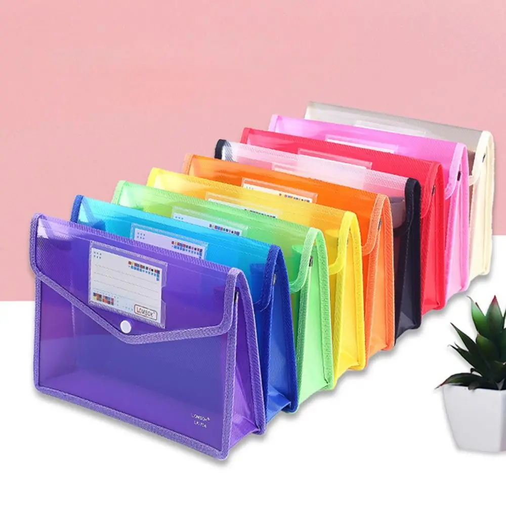 

A4 Plastic File Folders Documents Filing Storage Large Capacity Waterproof Stationery Bag Office Document Pouch Envelope Folder