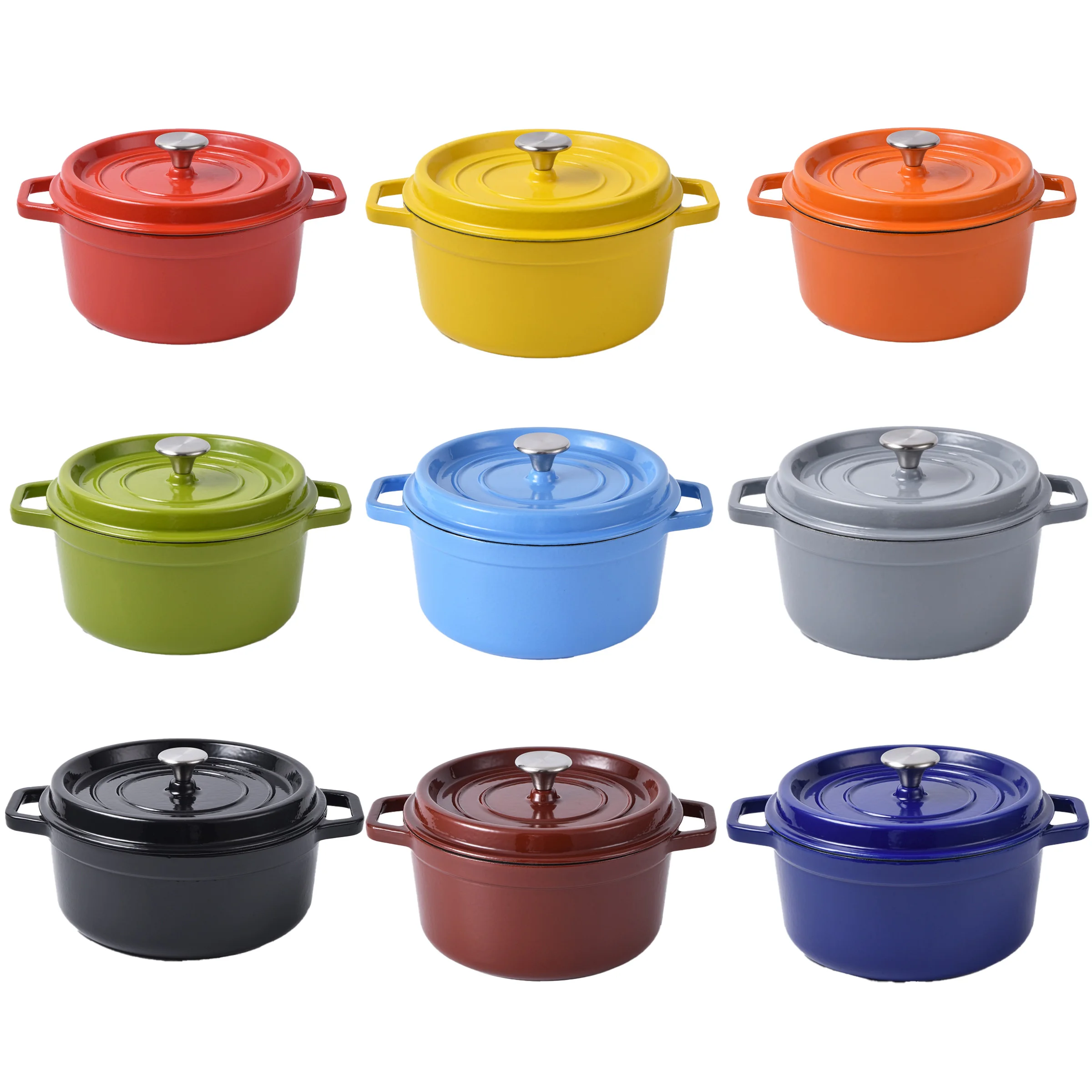 

Cute 11cm Mini Enamelled Stockpot with Lid Uncoated Iron Ceramic Soup Pot Double Handle Saucepan Casserole Gas Induction Cooker