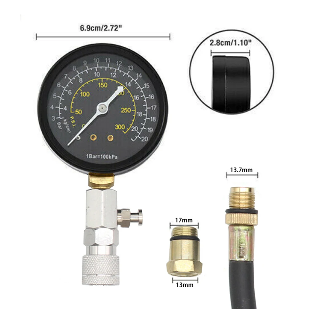 자동차 엔진 실린더 압축 테스트 키트, 0-300PSI 압력 게이지 자동차 수리 도구, 자동차 수리 장비 도구