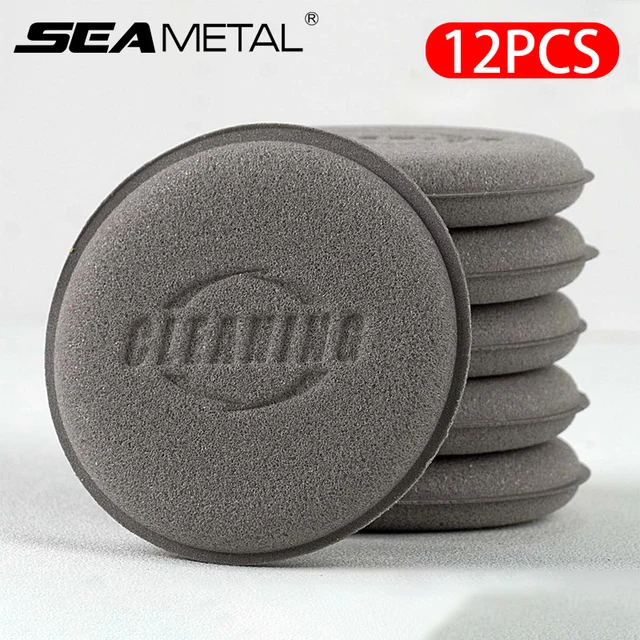 SEAMETAL 12 pièces éponge de polissage de cire de voiture éponge en mousse haute densité applicateur de cire tampons de nettoyage de détail de voiture accessoires de lavage 1