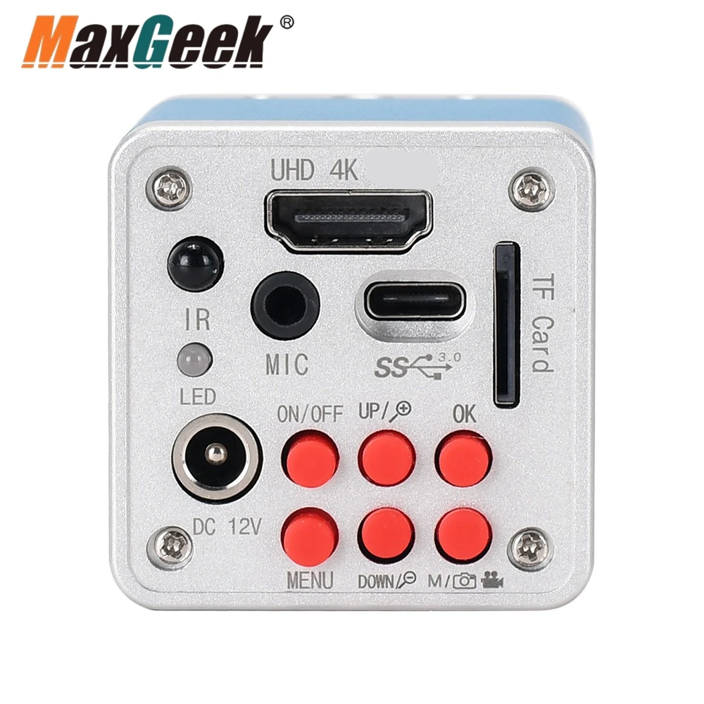 Maxgeek HAYEAR HY-6110 4K UHD 디지털 현미경 카메라, HDMI 호환 카메라, USB 산업용 전자 카메라, 32G TF 카드 포함