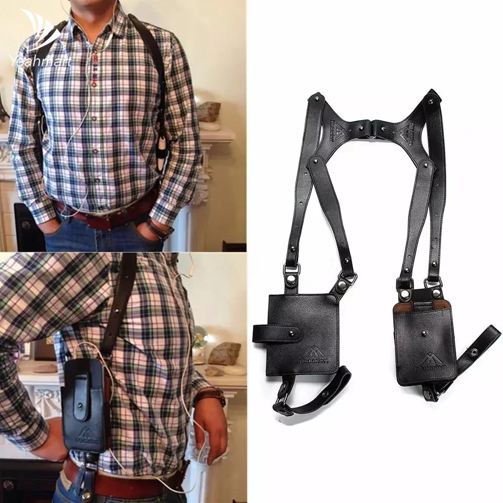 Men leather bag Portable Men Genuin Leather Anti-Theft Hidden Underarm Bag Holster Phone Case Card Wallet Pocket Key Purse Travel Accessories