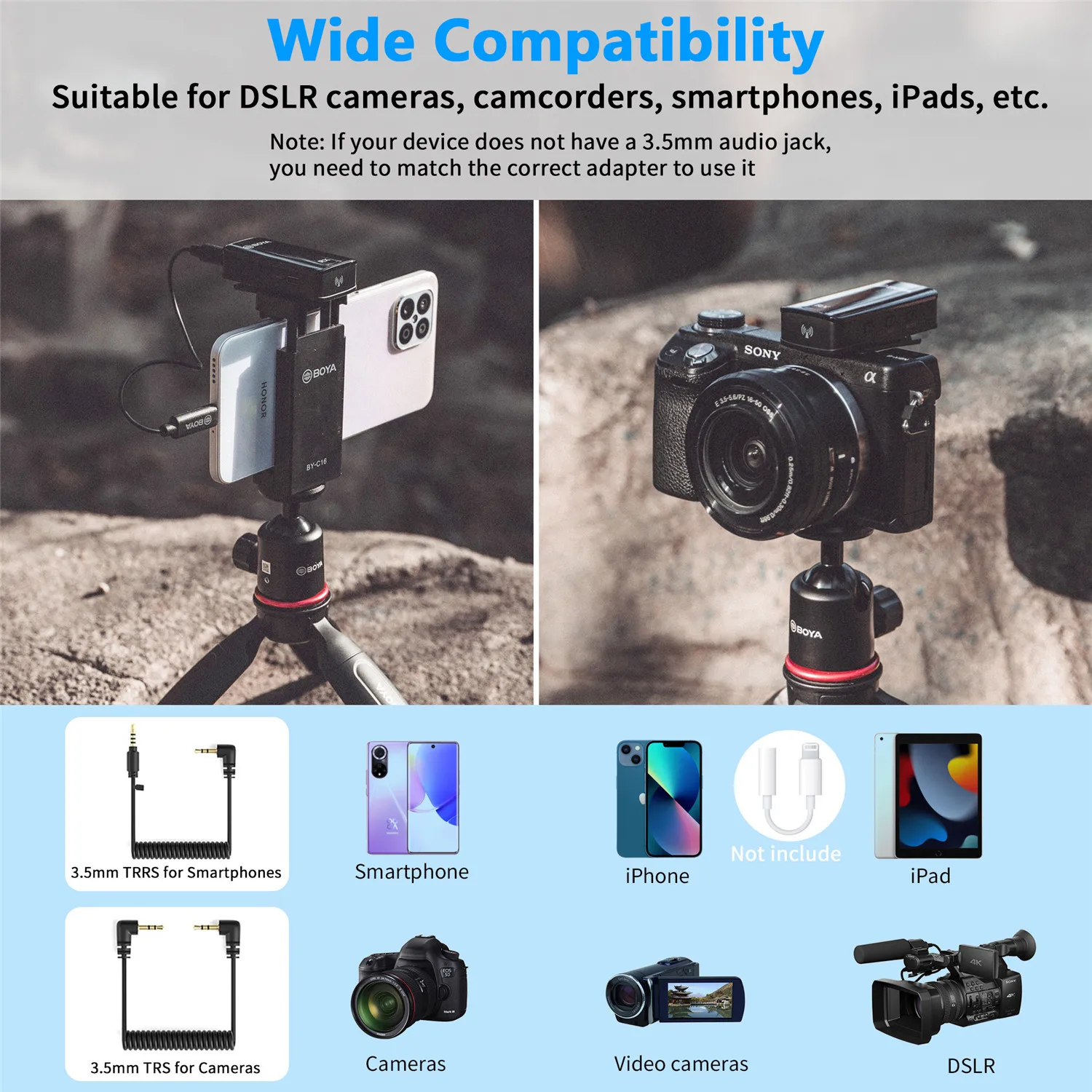 BOYA BY-XM6 K Wireless Lavalier Lapel Microphone for iPhone Android Cell Phone PC DSLR Cameras Live Streaming Youtube Recording