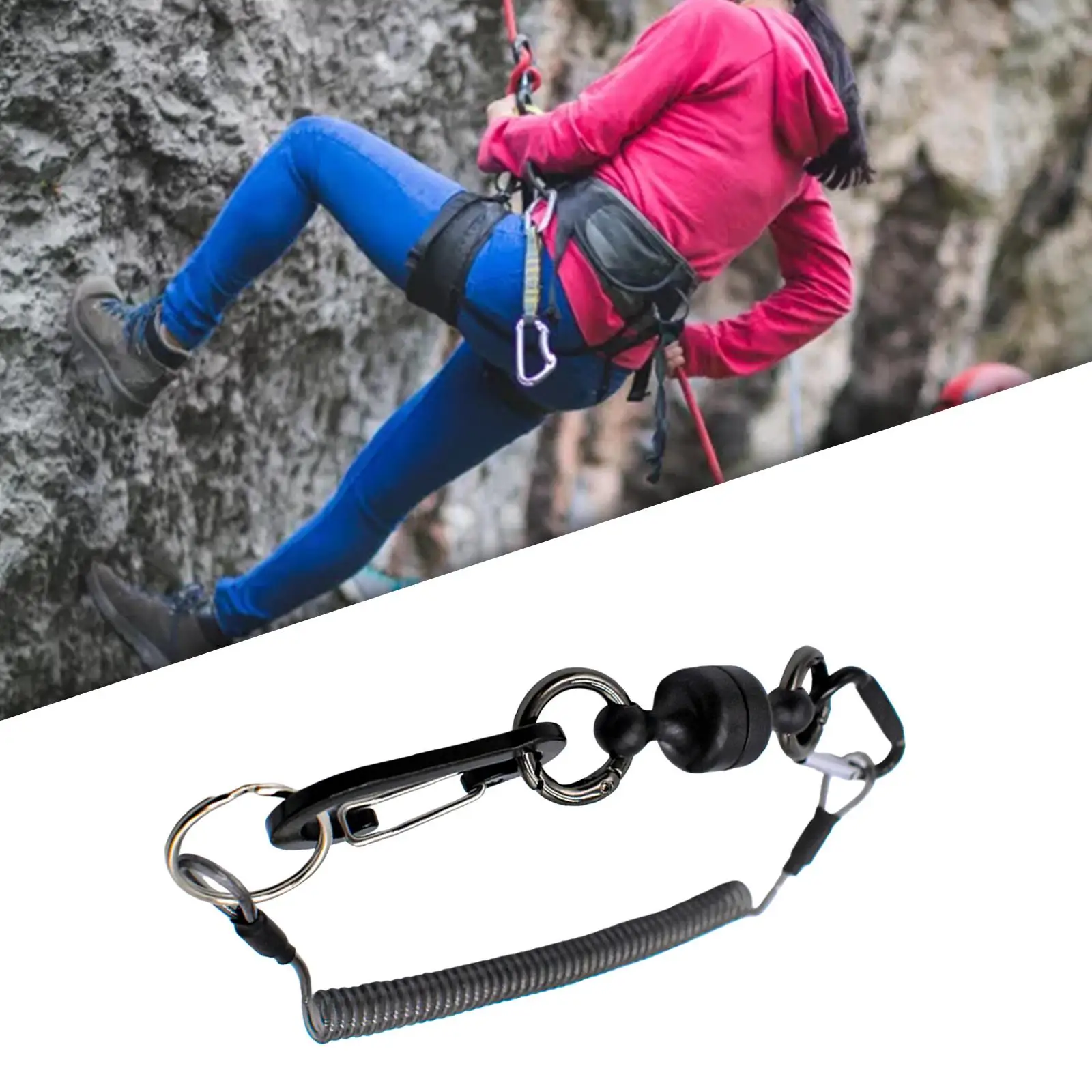 Magnetic Net Release Holder With Coiled Lanyard Fly Fishing Tools Strong  Magnet Carabine Fast Buckle Anti-Drop Rope Accessories