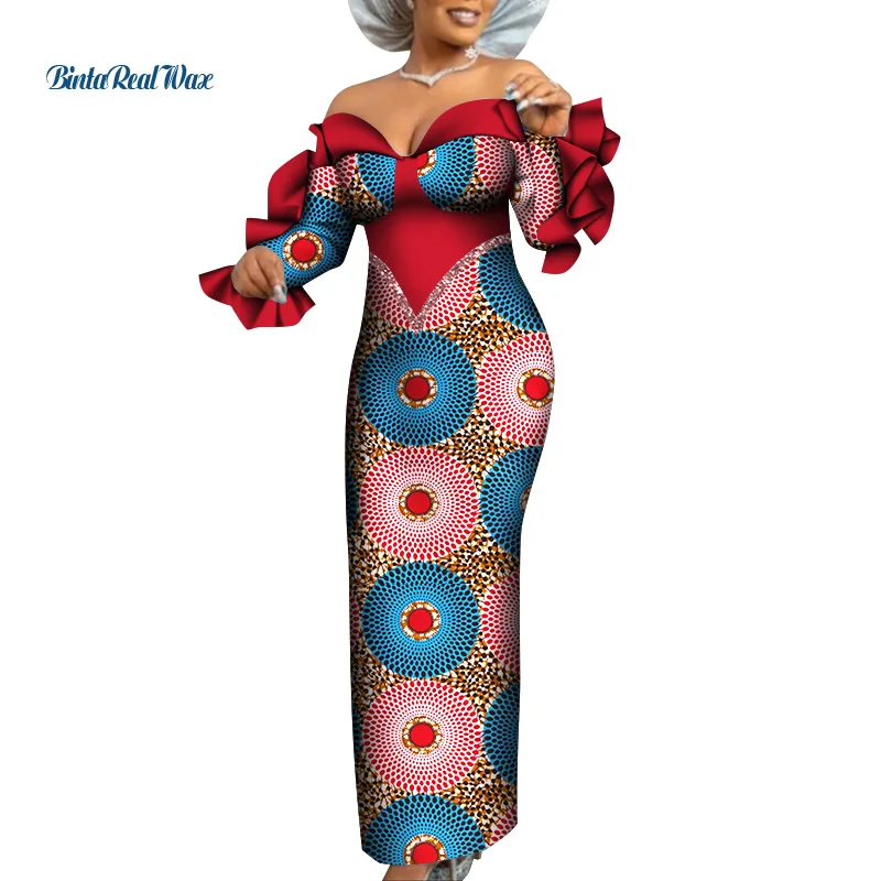 

Африканская женская одежда Дашики базин богатые платья с длинным рукавом до колен Вечерние платья африканская женская одежда WY8536