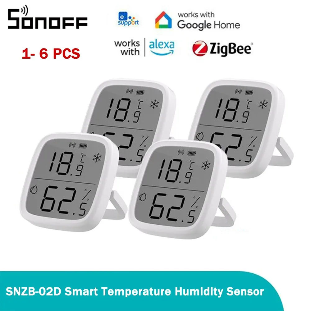 

1-6PCS SONOFF SNZB-02D Zigbee Smart Temperature Humidity Sensor Remote Real-time Monitoring Thermometer Via Alexa Google HomeAPP
