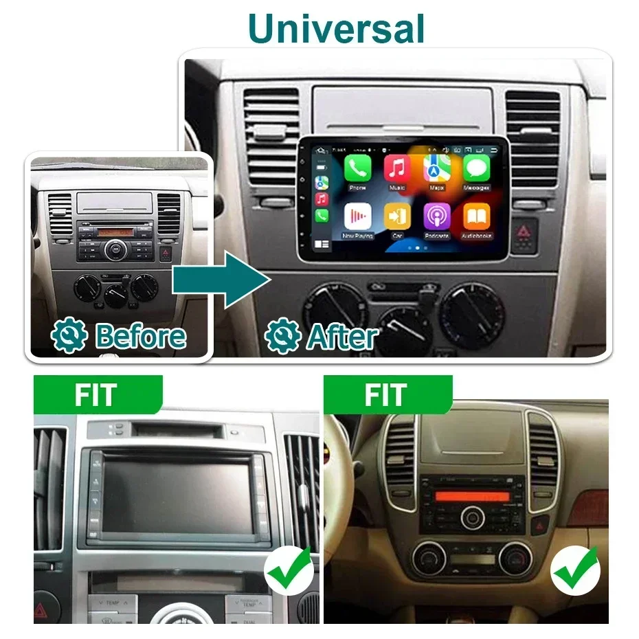 Reproductor de vídeo Multimedia Universal Android 14 de 10 pulgadas, 2 DIN, Radio de coche, carplay inalámbrico android auto WiFi, GPS, Bluetooth, Audio 2