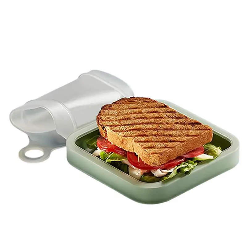 

Sandwich Box Reusable Lunch Box Silicone Leakproof Sandwich Container Portable Toast Bento Box Sealed Storage Box Kitchen Supply