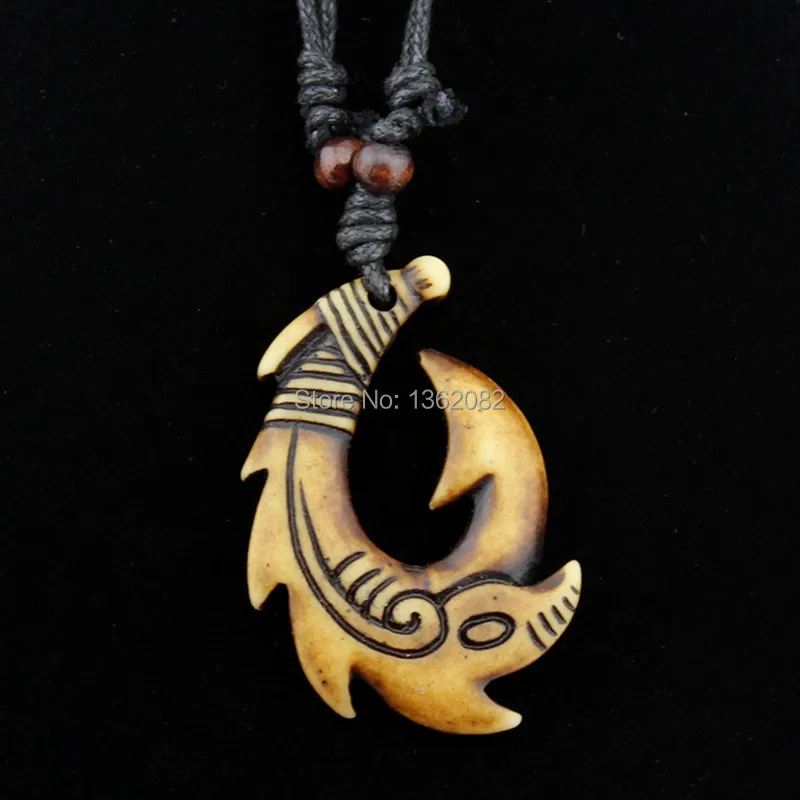  New Zealand Maori/Hawaiian Inspired Nephrite Jade Fish Hook  Necklace : Handmade Products