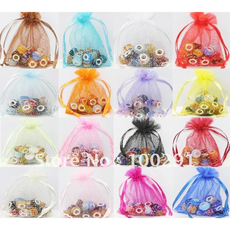 

100pcs 9x12cm black favor organza bag wedding pouch gift bags,mixed color also acceptable