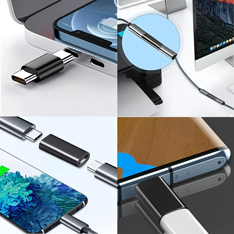 Enhanced USB-C Extension Cable Set - 6-Pack, 10Gbps High-Speed Data Transfer & 60W Fast Charging, Male to Male/Female Connectivity, Durable Design