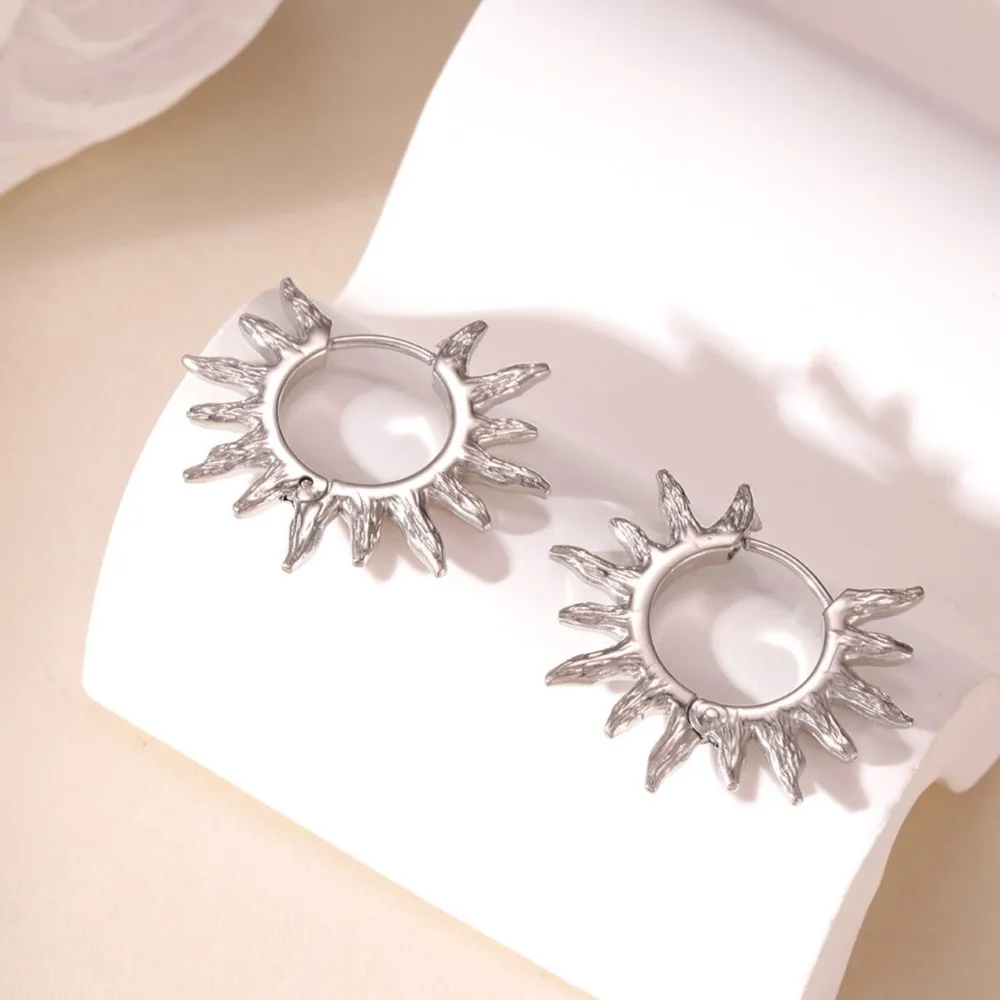 Bohemian Beach Sunburst Hoop Earring for Women Golden Vintage Unisex Everyday & Vacation Jewelry Accessories