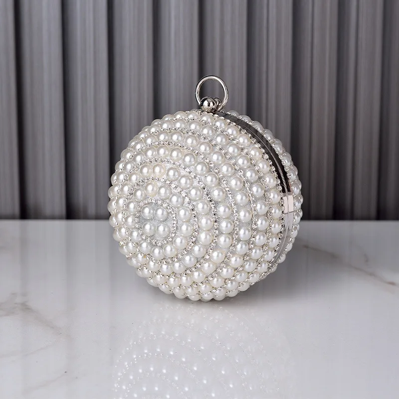 Round pearl dinner bag premium spherical handbag all match dress evening wear