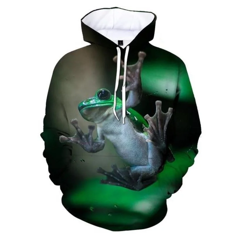 Sudadera con capucha de rana arbórea linda para hombres y niños, sudadera con capucha de gran tamaño con gráficos de animales impresos en 3D, sudadera con capucha de manga larga, ropa de calle
