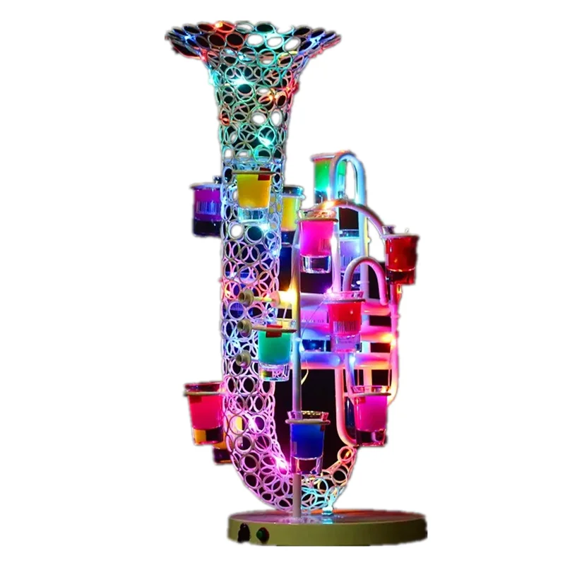 TOP quality Luminous Light Up LED Saxophone wine Cup stand holder for Birthday Party Night Bar club supply