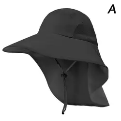 Sun Protection Wide Brim Adjustable Outdoor Hat with Neck Flap (A)