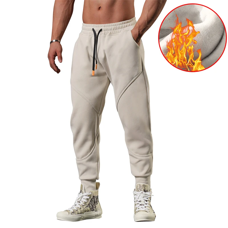 2023 Men\'s Winter Pants Thick Warm Sweats Thermal Lined Jogger Fleece Pants Big Trouser Male Plus Size Work 3XL black