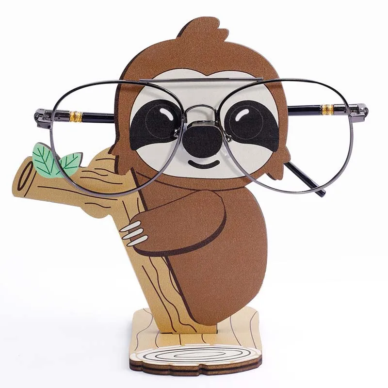 

New Sloth Glasses Storage Rack Cute Cartoon Carvings Sunglass Display Rack Shelf Eyeglasses Stand Jewelry Wooden Holder Showcase