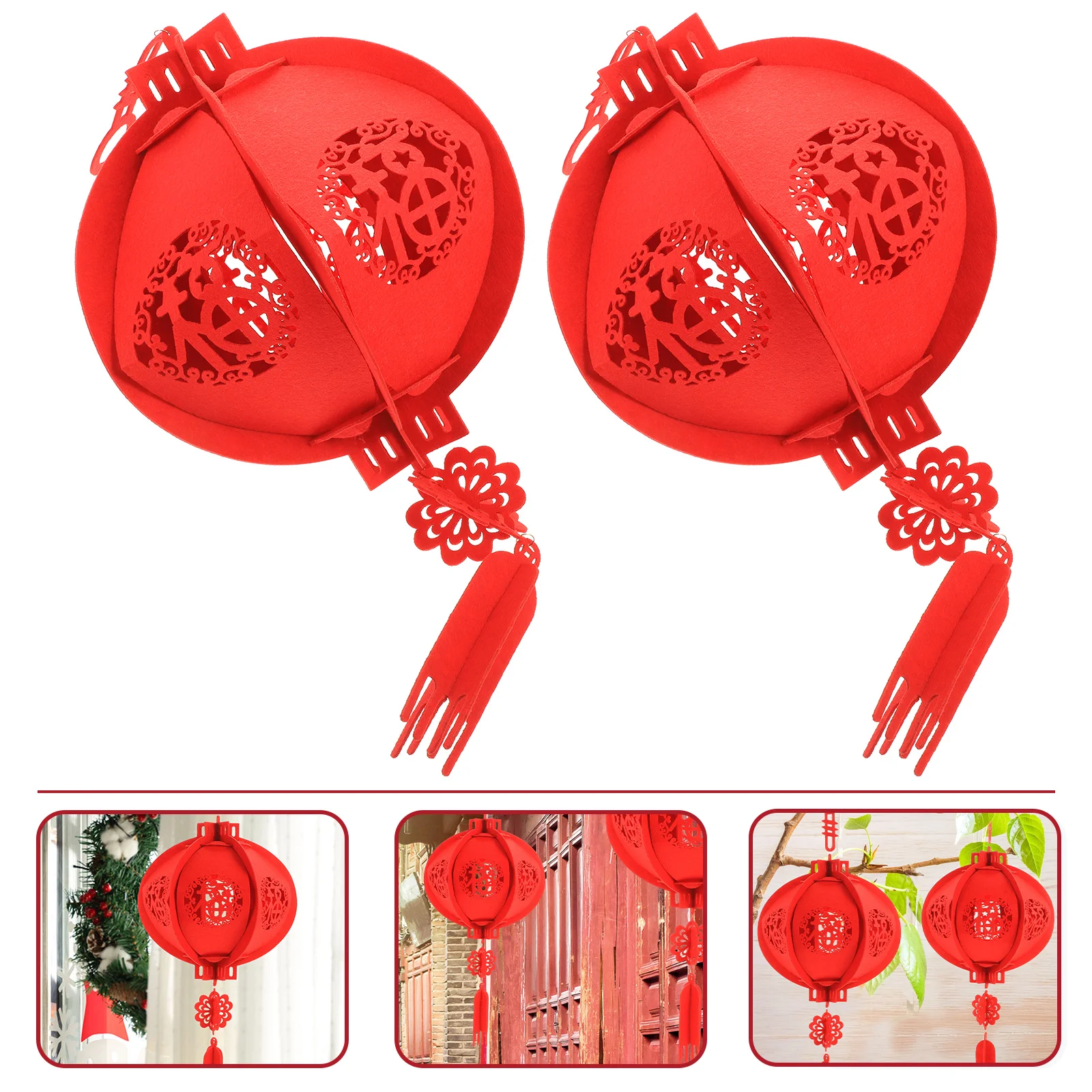 

Chinese Lantern Hand-Made Felt Lantern Pendant Festive Hanging Chinese Lantern Spring Festival Wedding Party Decoration