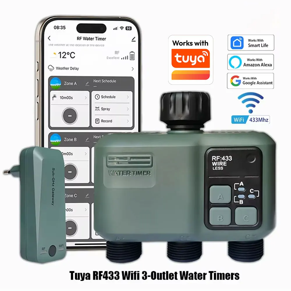 2025 Tuya Wifi+RF433 smart Garden Sprinkler Water Timer by 3 Way Rain Delay Filter Programmable Automatic Irrigation Controller 2025 Tuya Wifi+RF433 smart Garden Sprinkler Water Timer by 3 Way Rain Delay Filter Programmable Automatic Irrigation Controller