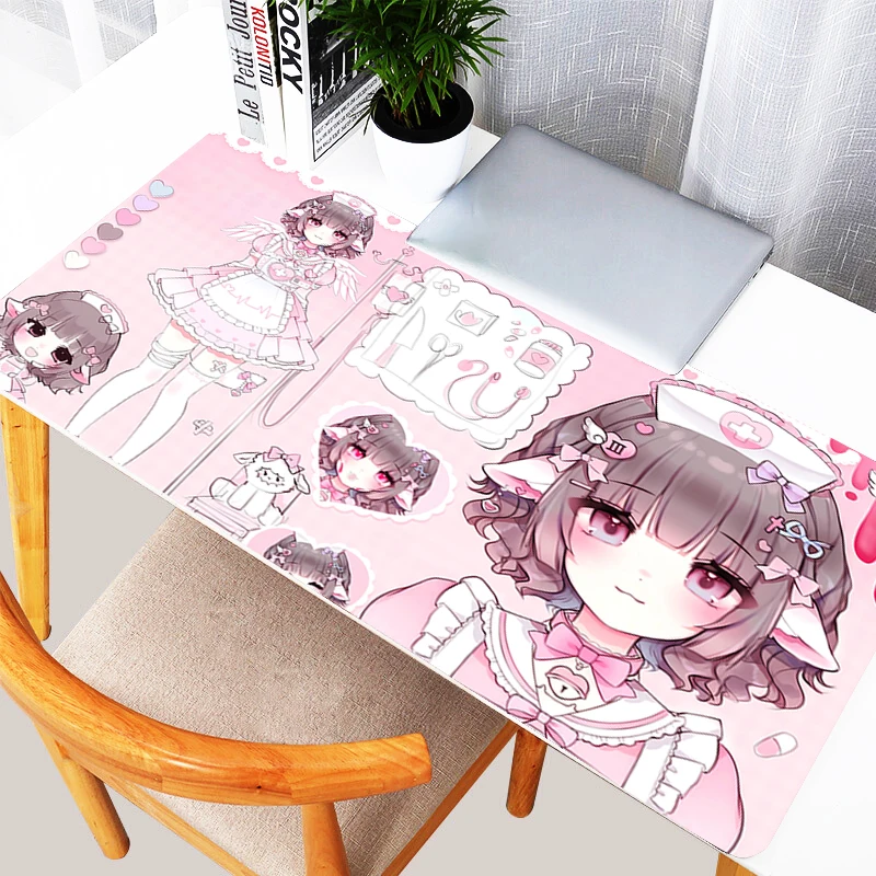 

Anime Mouse Pad PC Pink Illustration Girl Kawaii Desk Mat Large Nurse Outfit Cartoon Love Gaming Mousepad Laptop HD Keyboard Rug