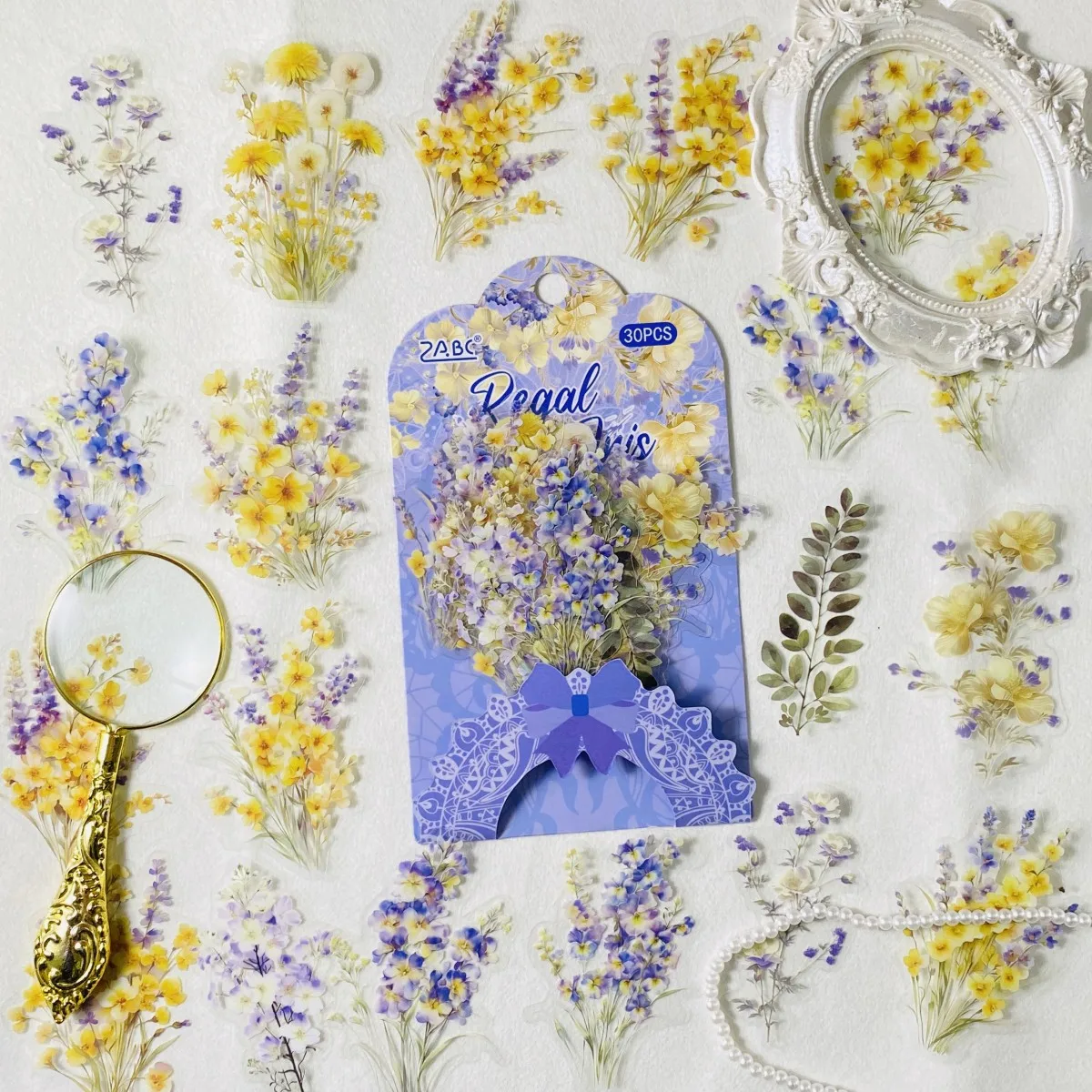 Journamm 30개 꽃무늬 스크랩북 스티커, 스크랩북, 저널링 플랜 스크랩북 용품용 자가 접착 스티커