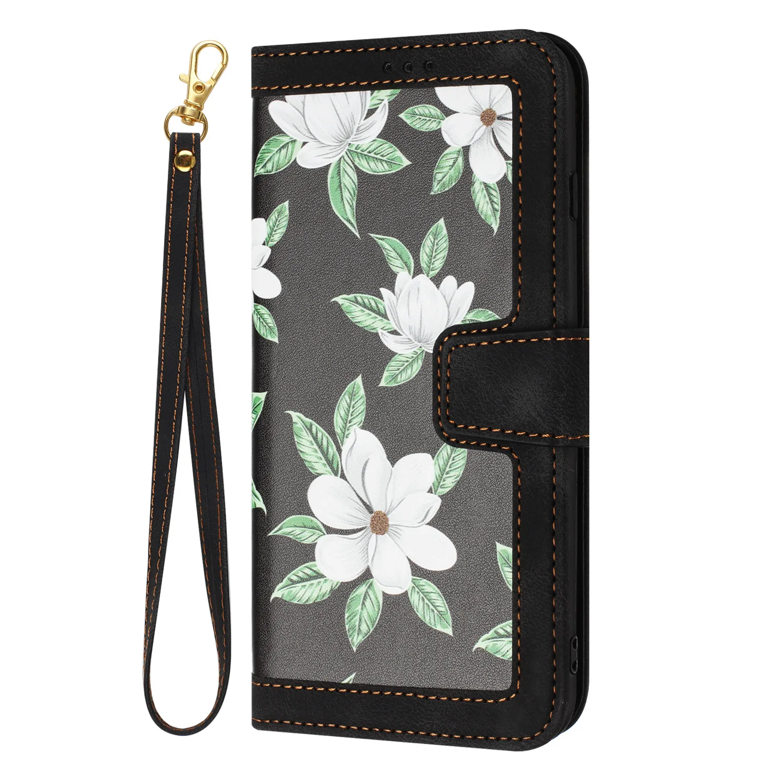 Floral Flip Cover Phone Wallet Case - Elegant Book-Style Design